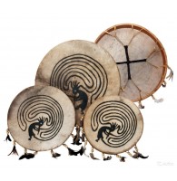 Шаманский барабан, диаметр 35см, перья, рисунок Terre 38240821