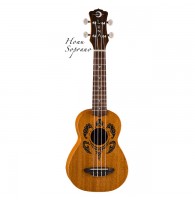 Luna UKE HONU - укулеле, сопрано, чехол в комплекте, коричневая, гавайские узоры