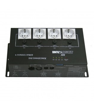 Involight AD8 - диммер 4-х канальный, 1 кВт на канал, DMX-512, аналоговое 0-10 В