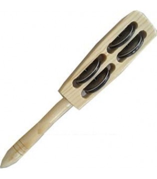 BRAHNER G-16 - Бубенцы на деревянной ручке (Румба), 4 пары тарелочек